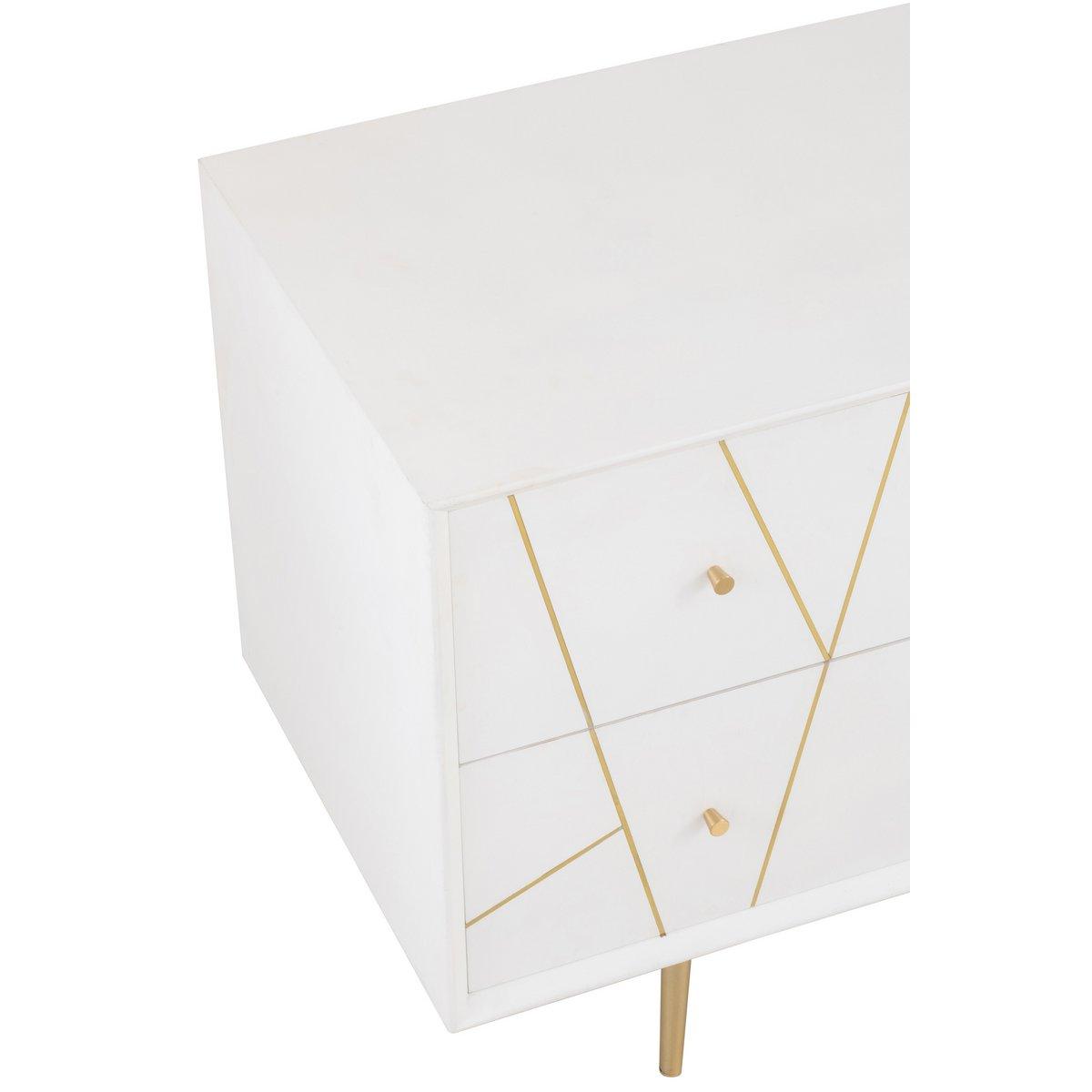 J-Line Sideboard Lines 4 Schubladen 2 Türen – Holz/Metall – Weiß/Gold