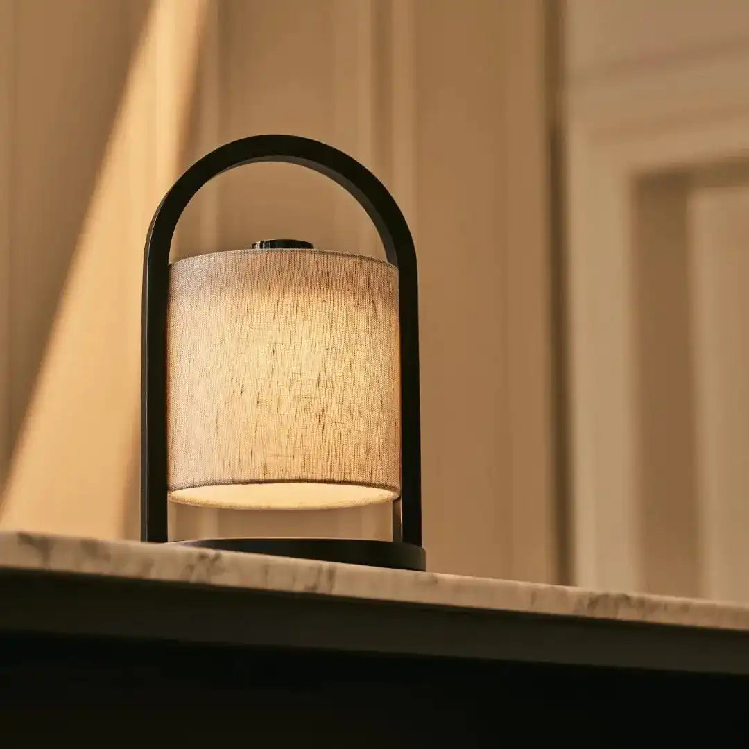 Flussschwarz & grau Holz wiederaufladbare Lampe - dimmbares und schnurloses Licht