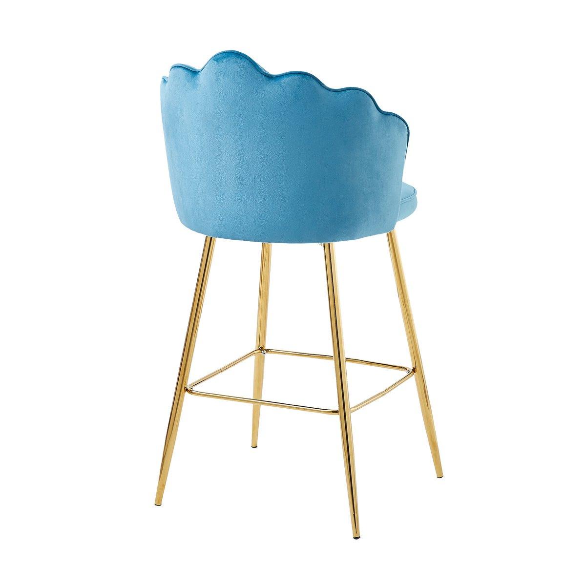 Barhocker Muscheldesign 2er Set aus Samt Blau