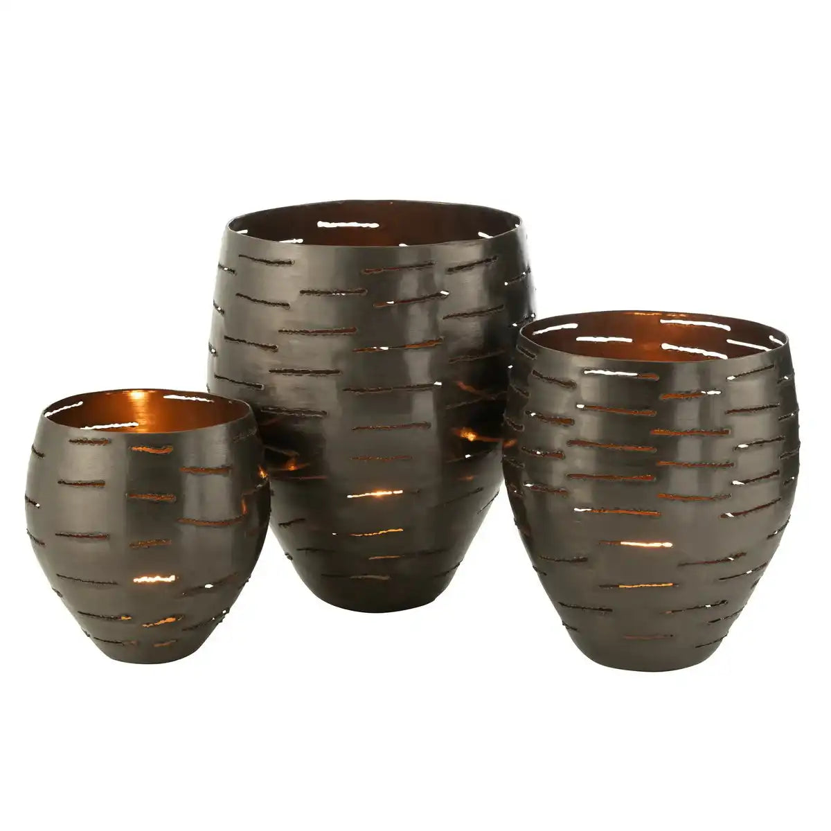 J-Line Set mit 3 Laternen aus Metall, Schwarz