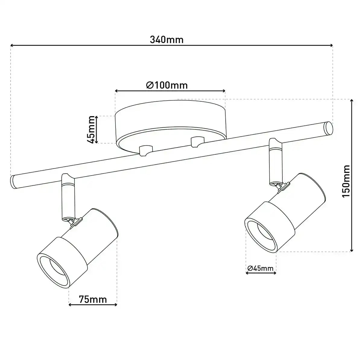 2er LED-Wand-u. Deckenspot "MALAGA" l:34cm
