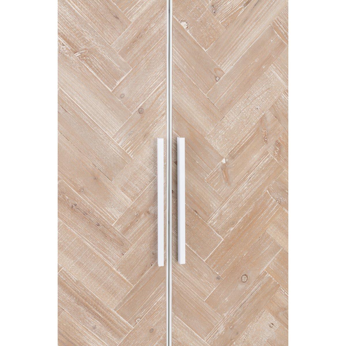 J-Line Schrank Hoch 2 Türen Zickzack – Holz/Metall – Natur/Weiß