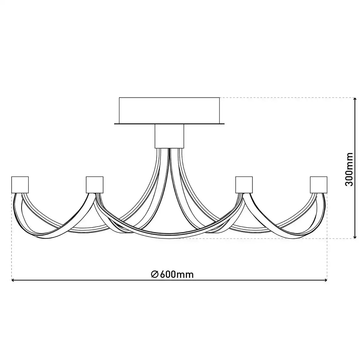 LED Deckenleuchte "FESTOS" Ø 60cm, Metall nickelmatt und Kunststoff, fest verbaute LEDs, Beleuchtung für Wohnzimmer, Esszimmer, Büro oder Diele