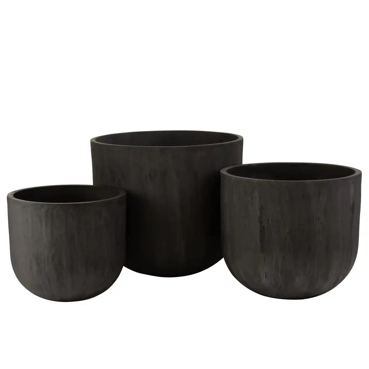 J -Linie Blumenpot rund hoch - Keramik - Schwarz - 3 Stücke - Ø 50 cm