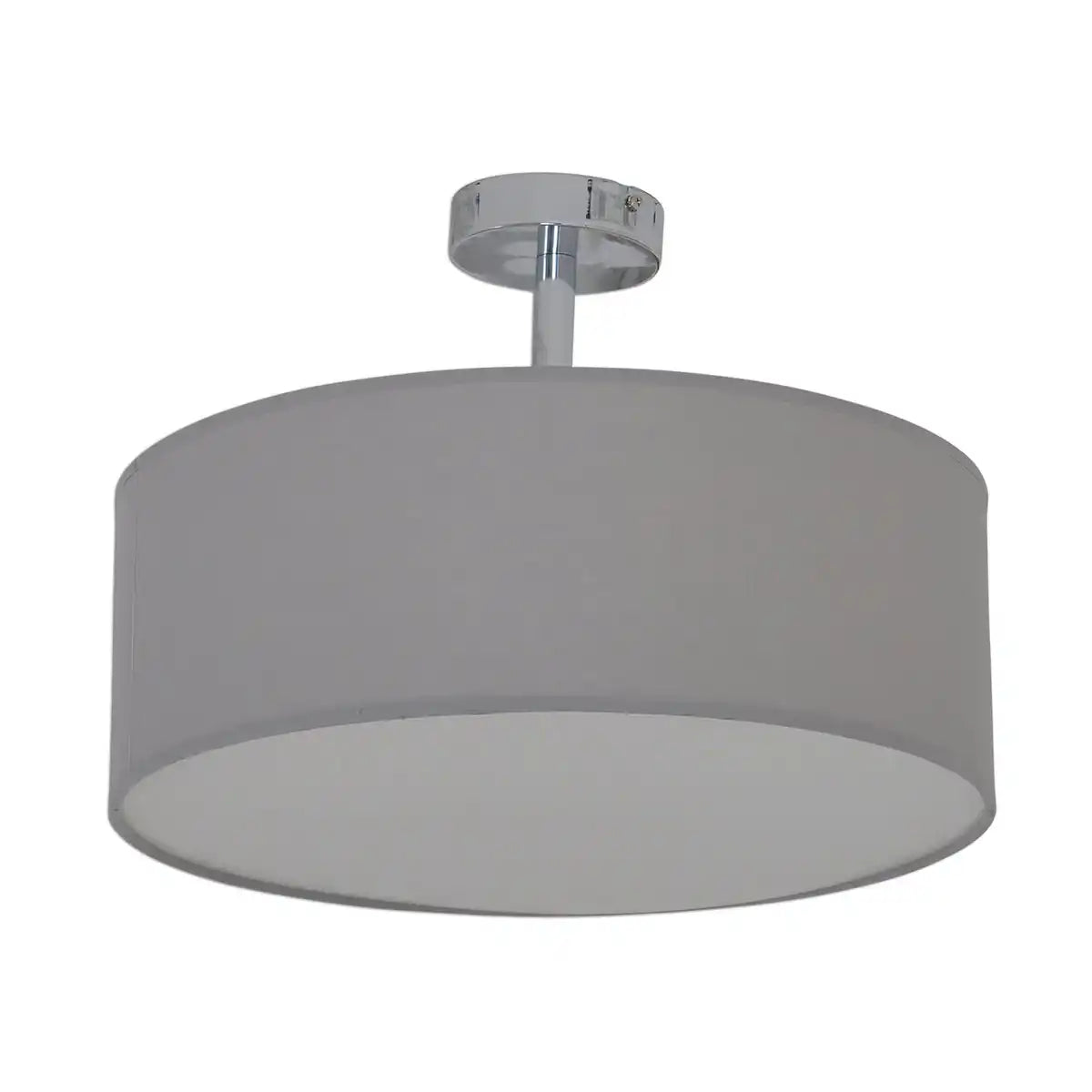 Textildeckenleuchte "NEW YORK", klassische Deckenlampe mit Textilschirm in Grau, mit E27-Fassung, Deckenleuchte 40 cm Durchmesser, geeignet für den gesamten Wohnbereich