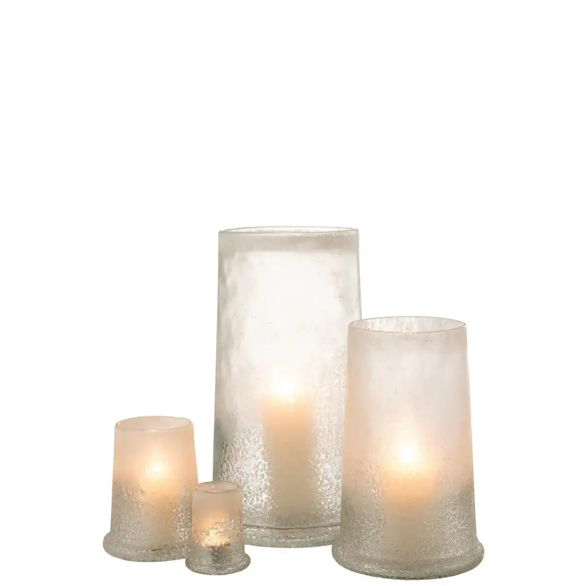 J-Line Windlicht Suiker Glas Wit Extra Large