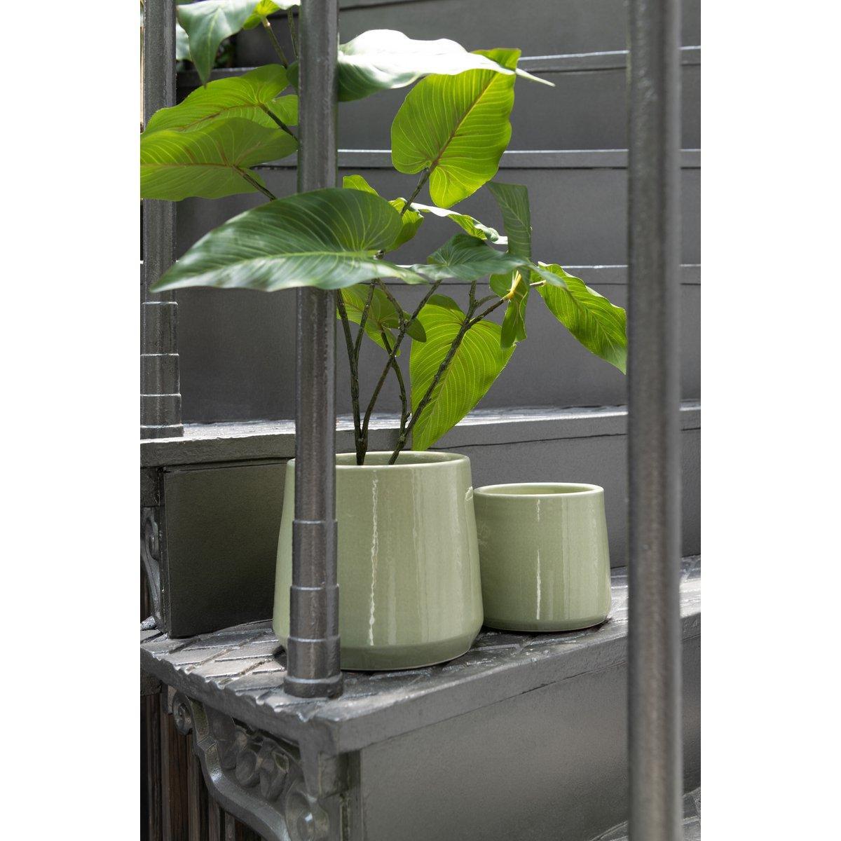 J-Line Blumentopf Rund - Keramik - Grün - Mittel - Ø 23,00 cm