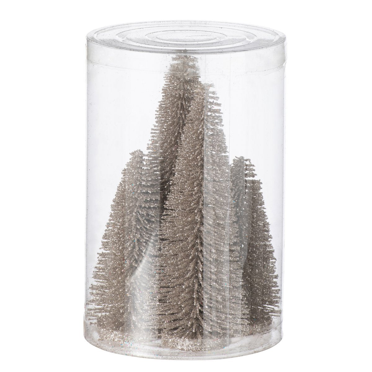 J -Line Dekoration Weihnachtsbaum Glitzer - Plastik - Grayige - Box von 8