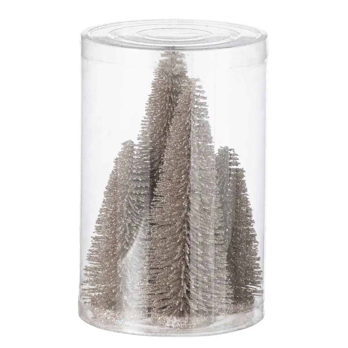 J -Line Dekoration Weihnachtsbaum Glitzer - Plastik - Grayige - Box von 8