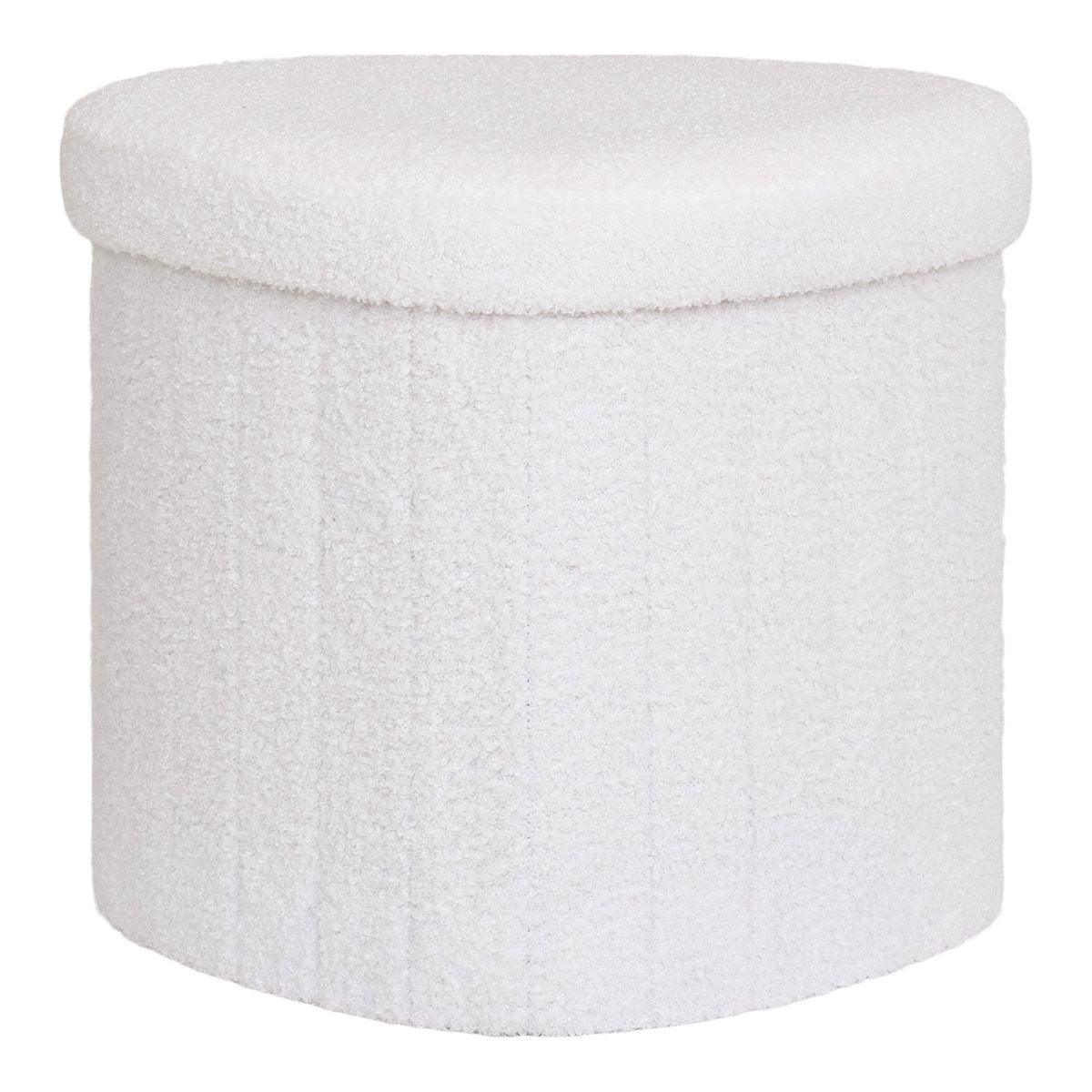 Medford Pouf – Weiß, Polyester/Schaum/Sperrholz, 36,5 x 42,5 x 37,5 cm