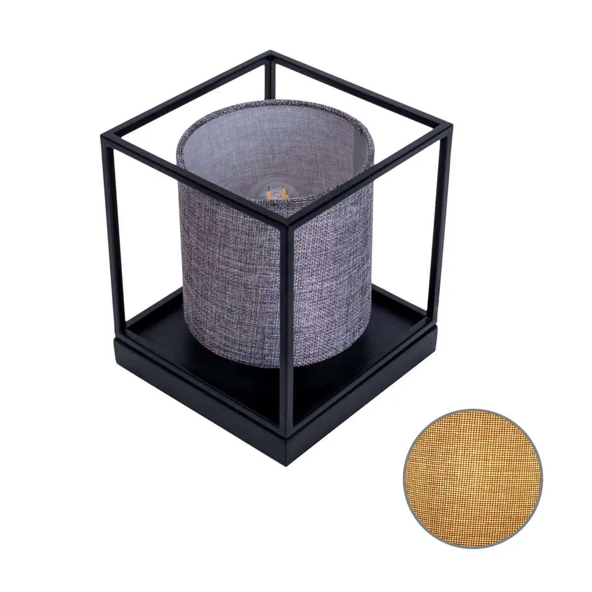 Tischleuchte "BETA" grau aus Metall mit Stoffschirm in grau, mit E14-Fassung, Lampe für Wohnzimmer, Esszimmer, Flur und Büro, 15 x 15 x 17 cm