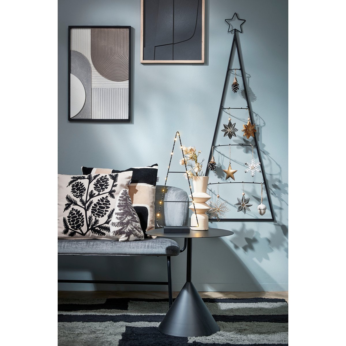 Weihnachtsdeko Wandregal für Dekorationen - L50 x H131 cm - Metall - Schwarzh