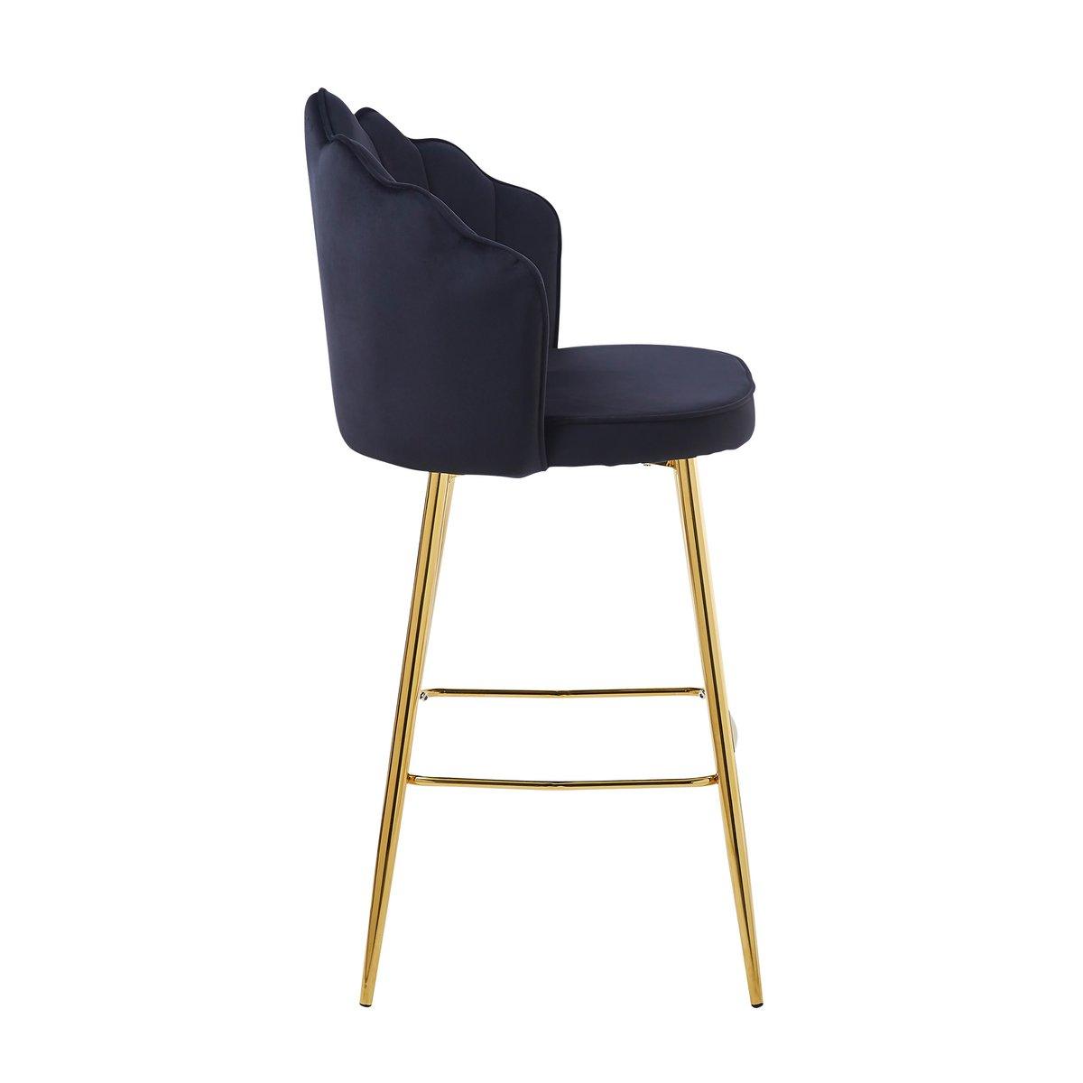 Barhocker Muscheldesign 2er Set aus Samt Schwarz