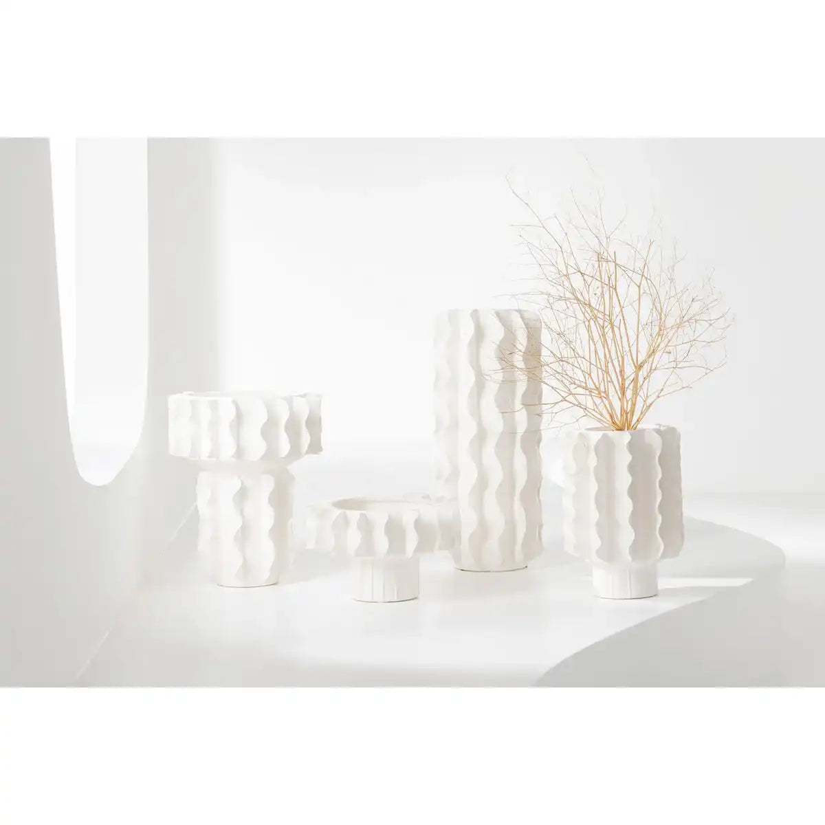 J-Line Vase Helix Zylinder Keramik Weiß