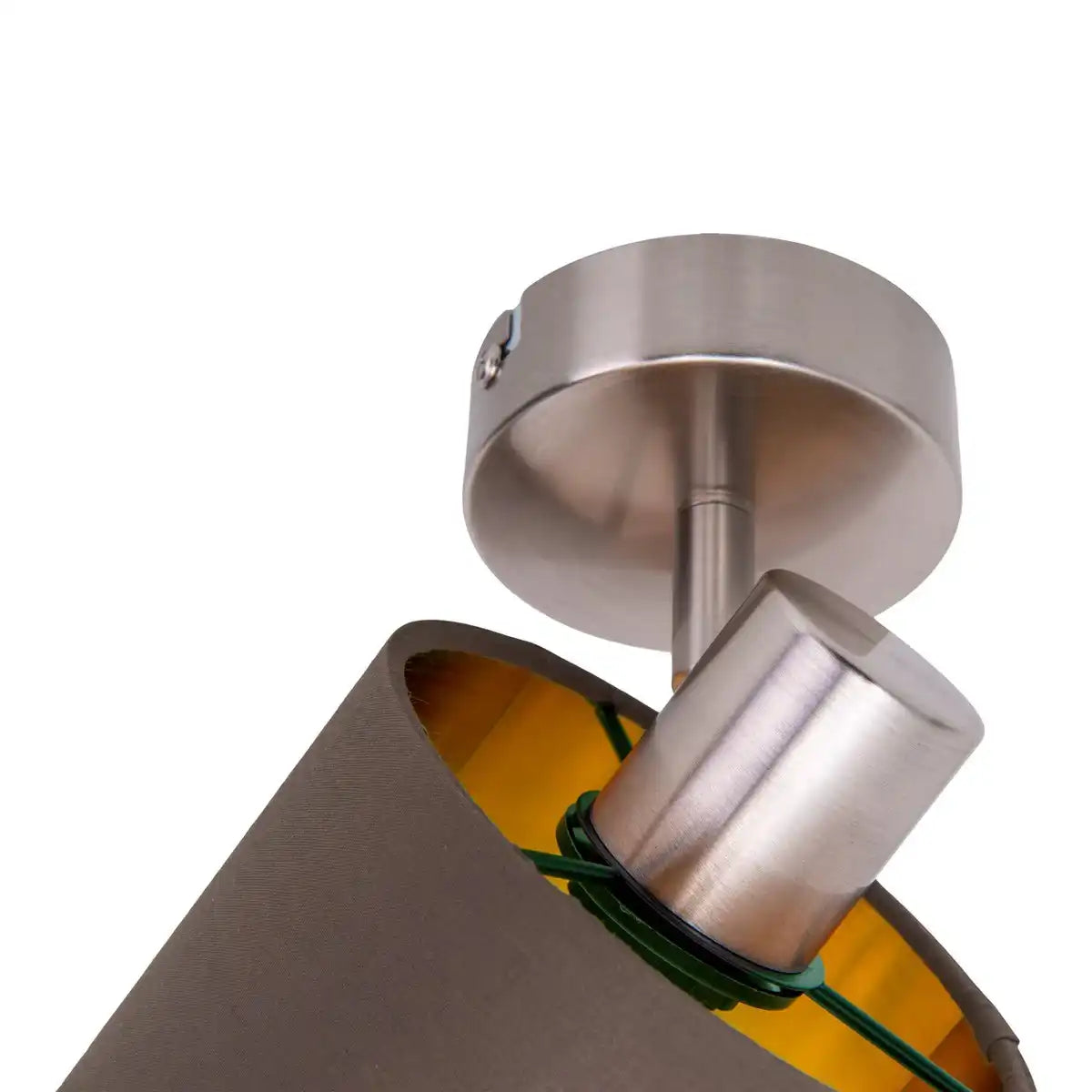 1er Wand- und Deckenspot "MARON" aus Metall satiniert-matt mit Stoffschirm in Braun, mit E14-Fassung, Lampe für Wohnzimmer, Esszimmer, Flur und Büro, ca. 17 x 12 cm