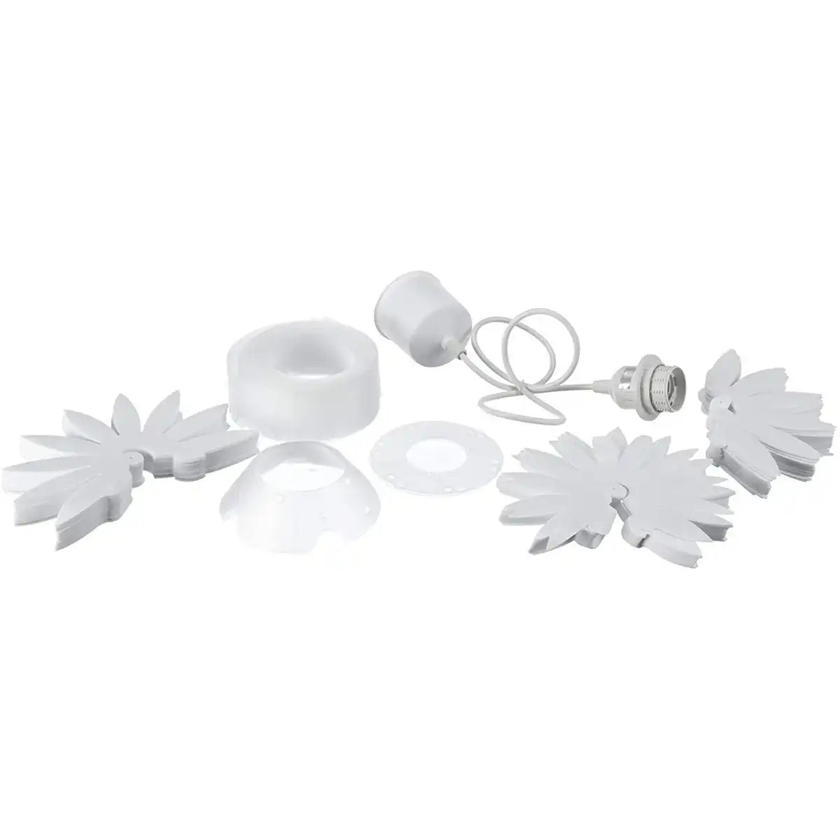 Pendelleuchte "Lotus" verspielte Hängelampe aus weißem Kunststoff, mit fest verbauten LEDs und einem Øvon ca. 47 cm