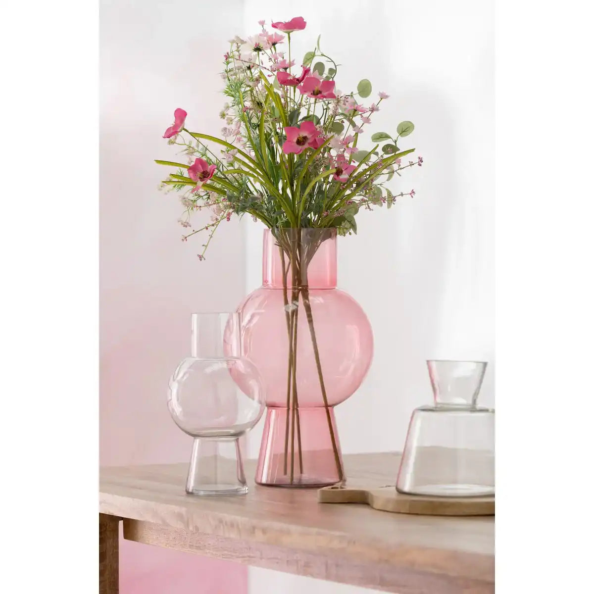 J-Line Blumenstrauß Mix Flowers - Kunststoff - Rosa