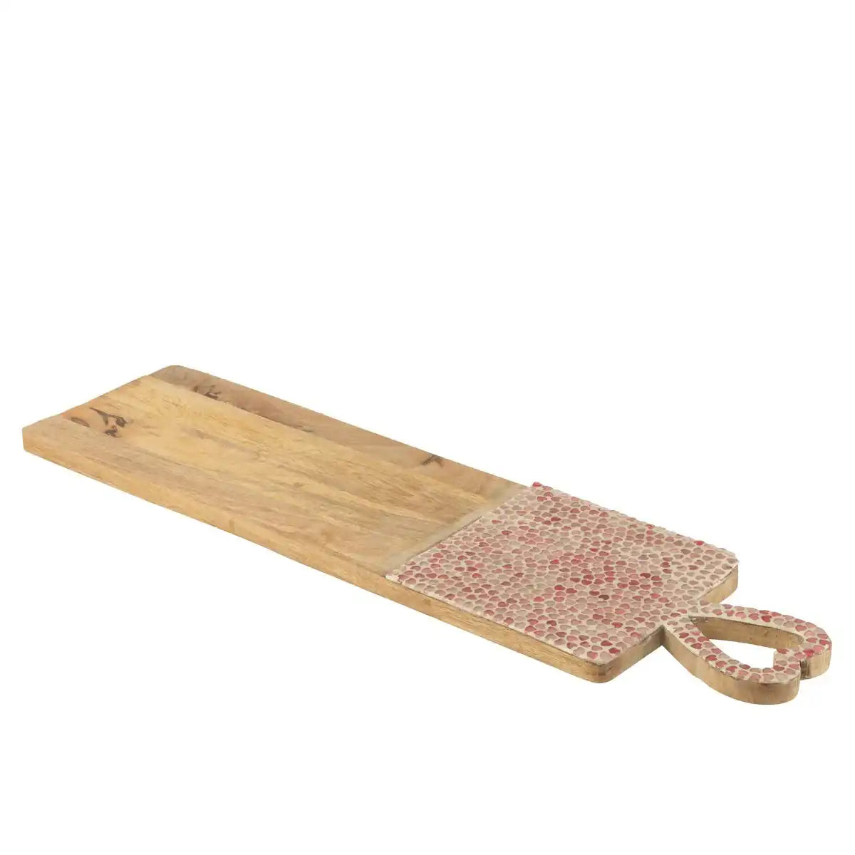 J-Line Tray Heart Mosaic Long Mango Holzrosa