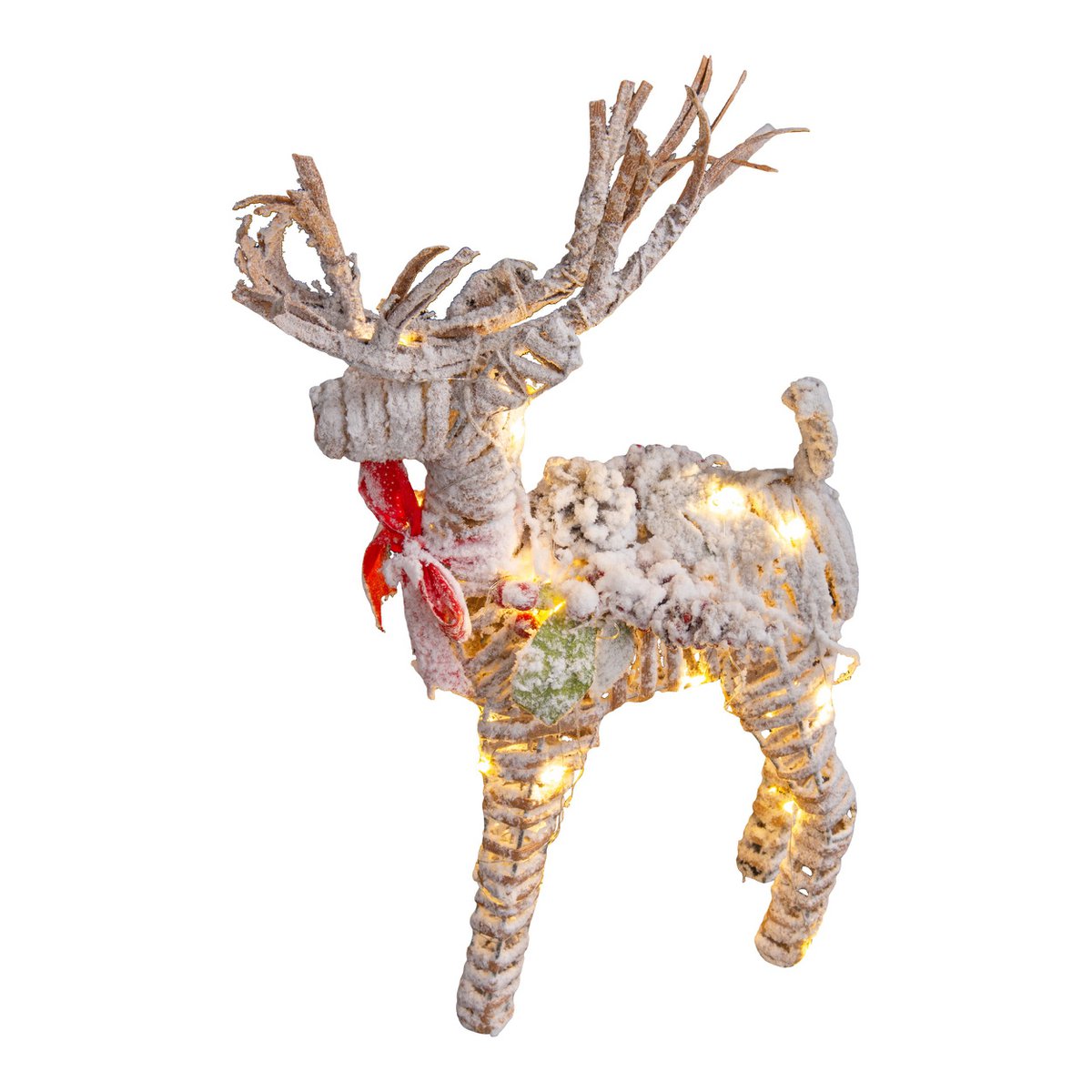 LED-Weihnachtsdeko "RENTIER" aus wetterfestem Kunststoff in natur, mit fest verbauten LEDs