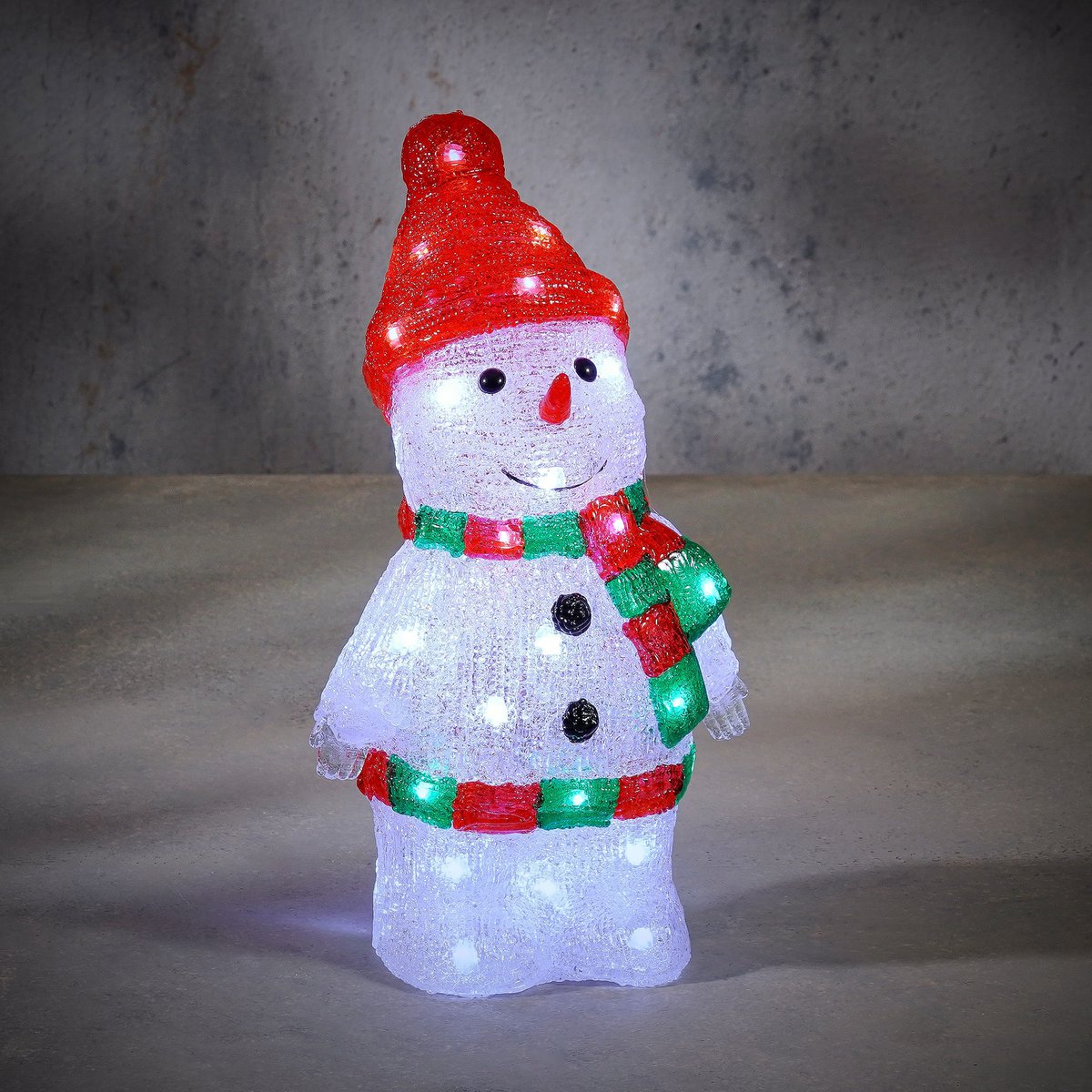 Weihnachtsbeleuchtung für den Außenbereich, Schneemann – L20 x B15 x H35 cm – mehrfarbig