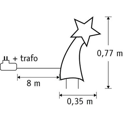 Gartenstecker Shooting Star mit warmweißer LED-Beleuchtung – L35 x H77 cm – Schwarz