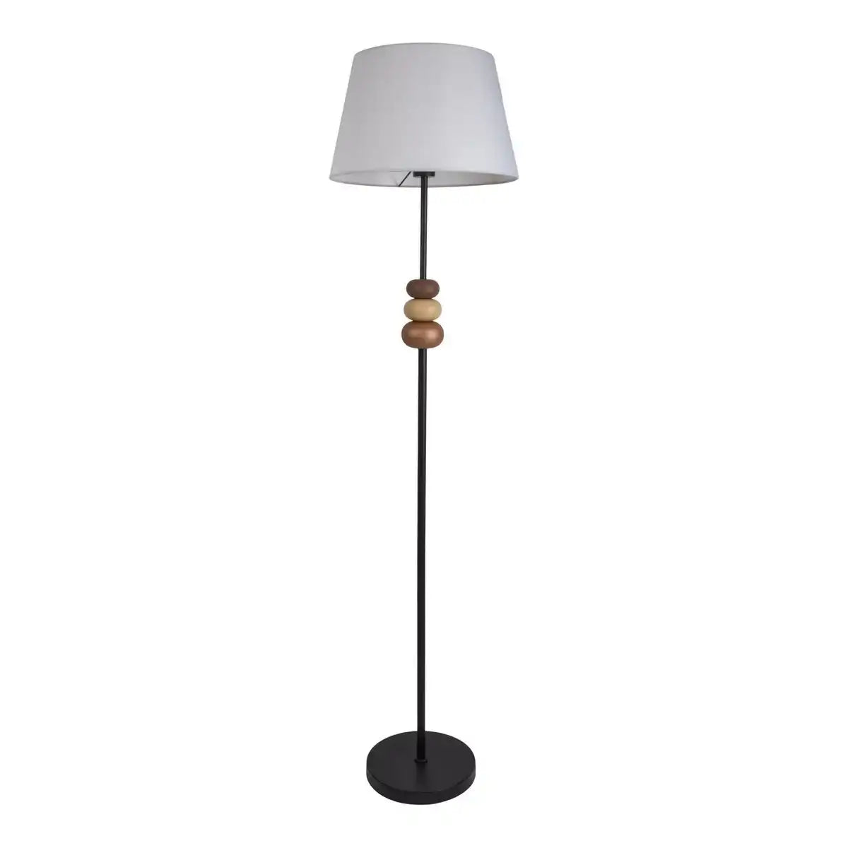 Stehleuchte "ELINA" 155 cm hoch, Ø 38 cm, Metall in Schwarz/Braun, Textilschirm in Weiß, E27