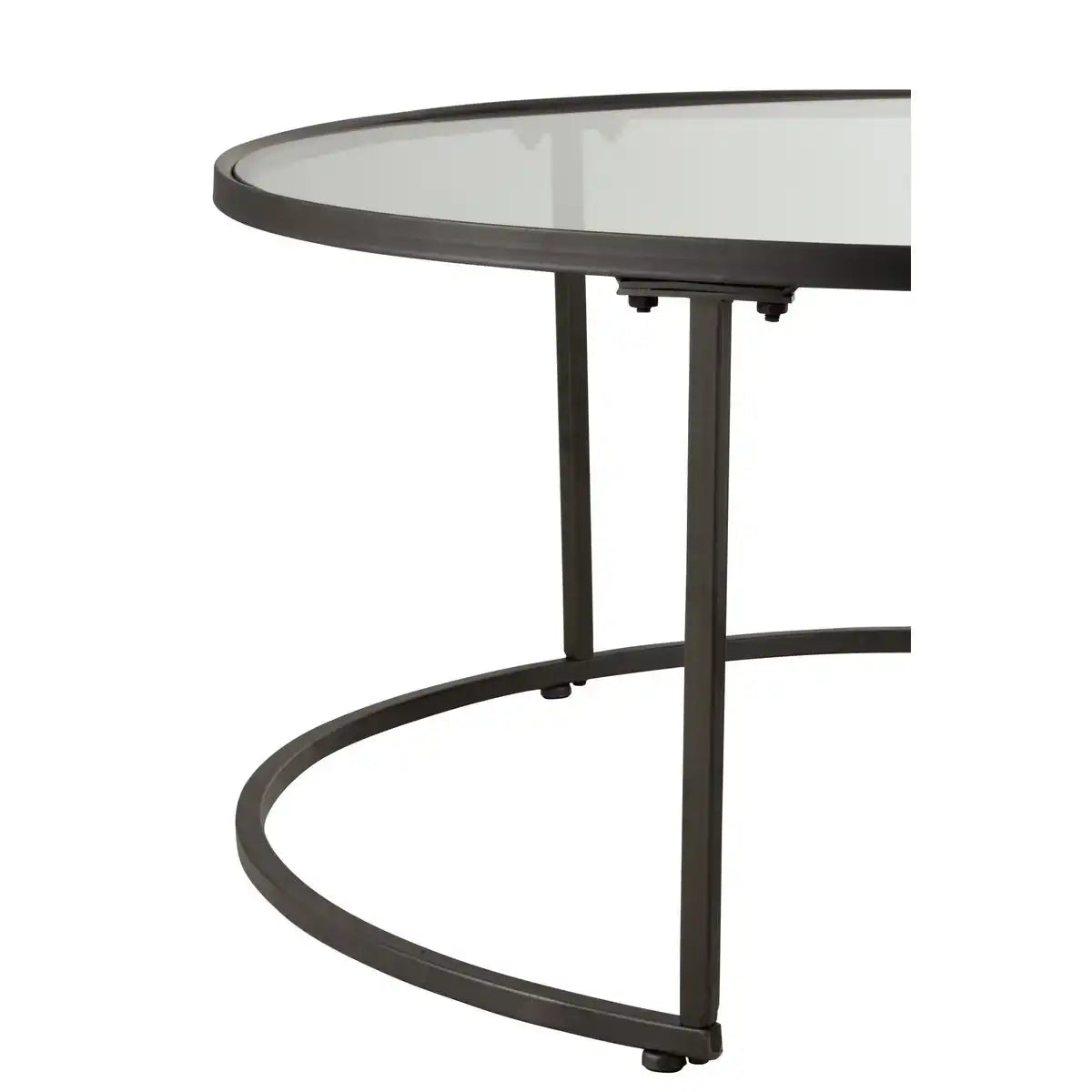 J-Line 2er Set Couchtische Rund Metall Schwarz - 91 x 91 x 41 cm