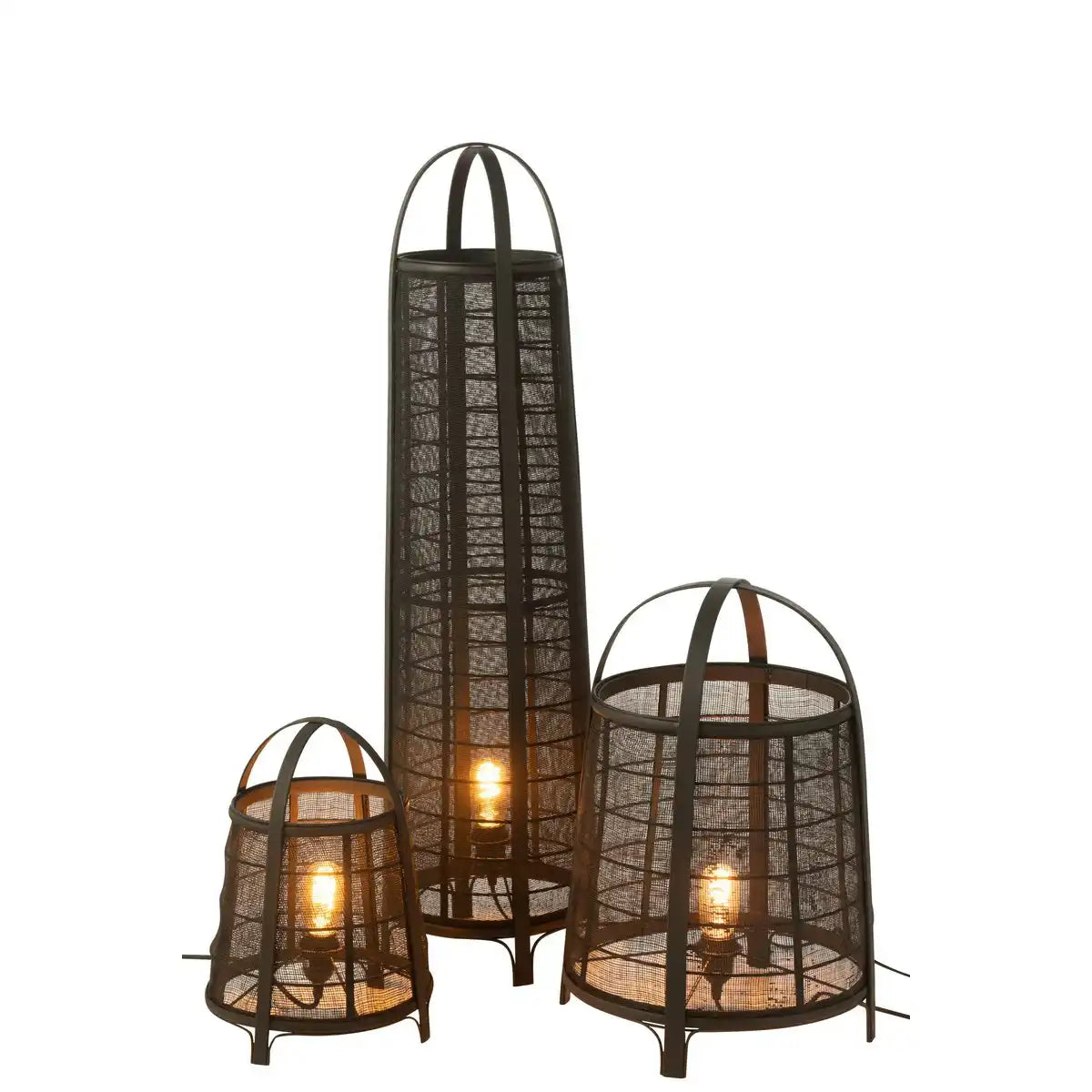 J-Line Lampe Don Baumwolle Bambus Schwarz