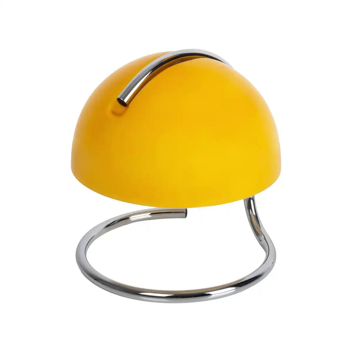Tischleuchte "BURANO" gelb, ca. 25 cm hoch, Ø 23,5 cm, aus chromfarbenem Metall und gelbem Glas, E27.
