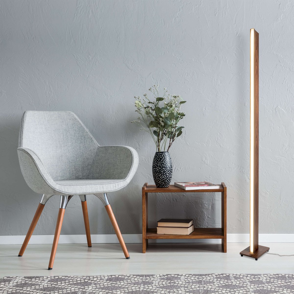 LED Stehleuchte "MADERA" h: 152cm natur