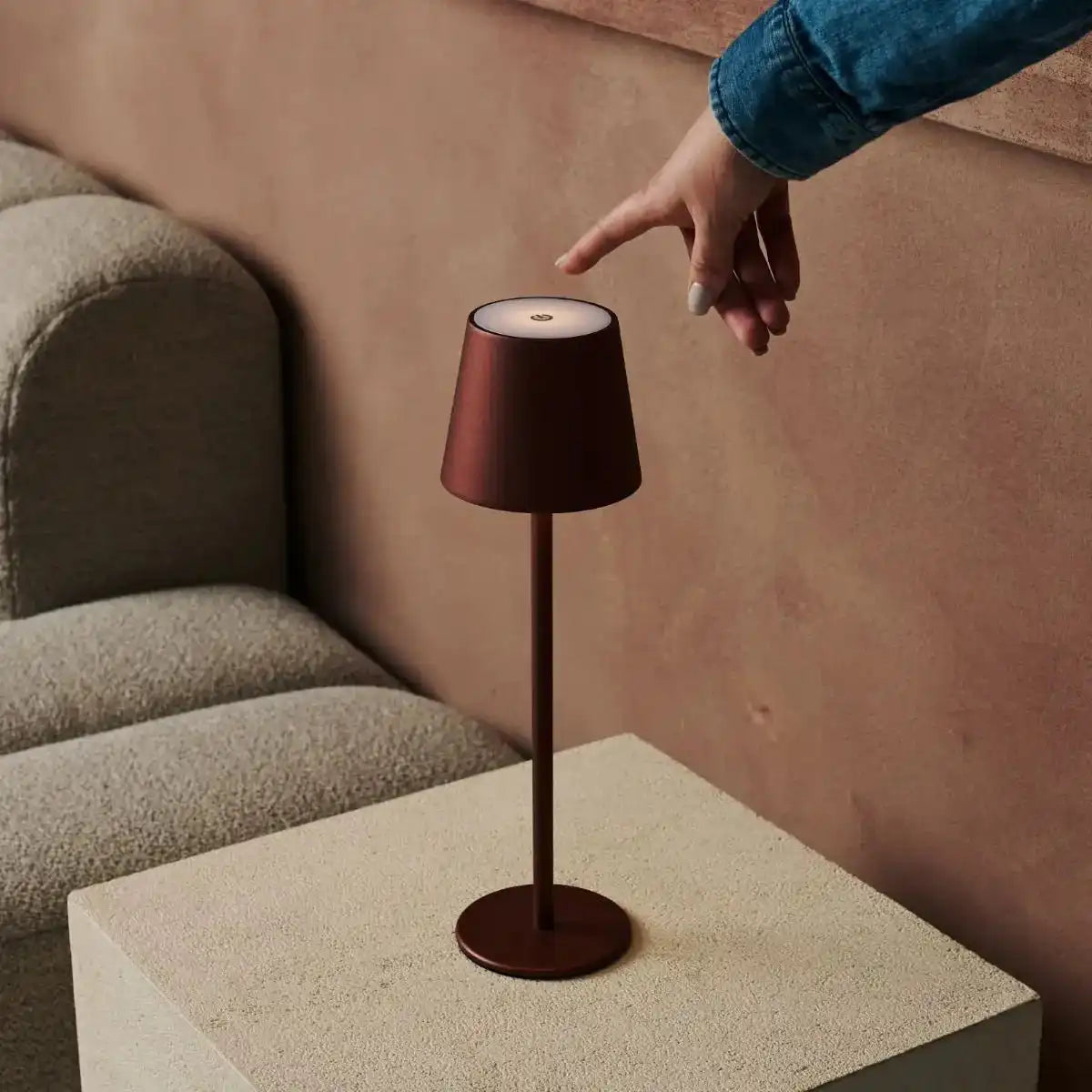 Jasper Bronze - drahtlose Lampe mit Batterie -L -Metall, dimmbare und 3 Lichtstufen