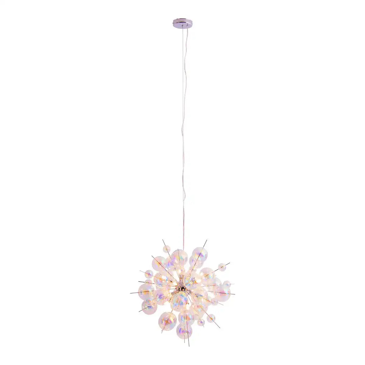Pendelleuchte "EXPLOSION" aus Metall und irisierendem Glas, G9 Fassungen, Hängelampe für Esszimmer, Wohnzimmer, Diele oder Büro, Øca. 65 cm