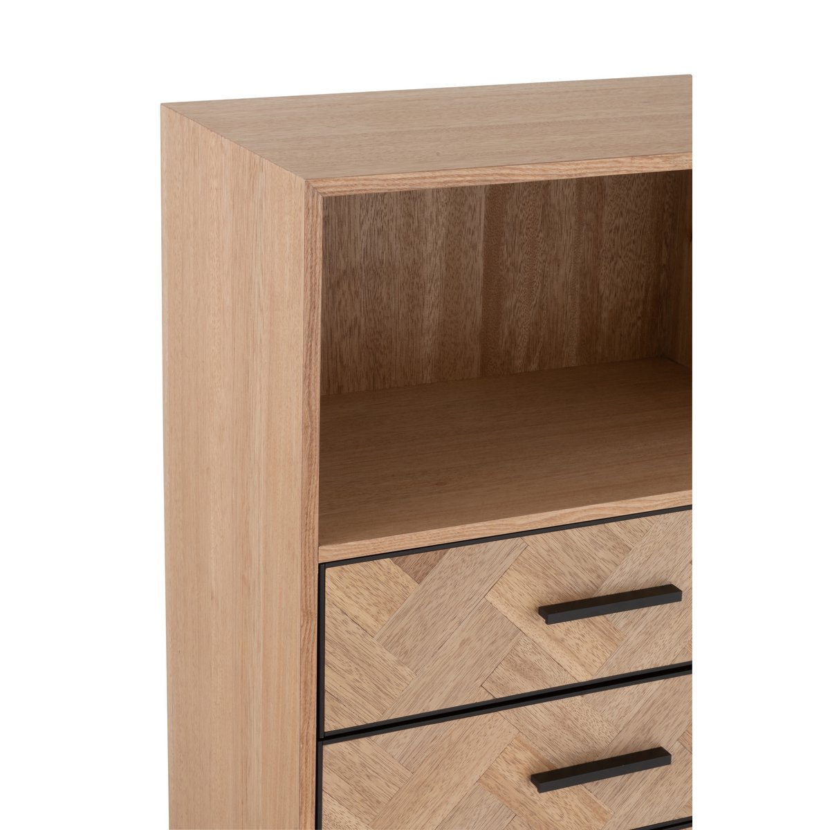J-Line-Schrank Hoher Zigzag-Schrank – Holz/Metall – Natur/Schwarz