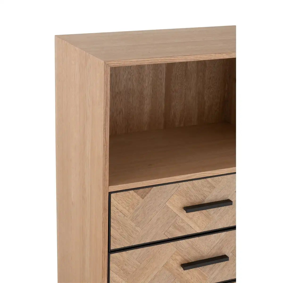 J-Line-Schrank Hoher Zigzag-Schrank – Holz/Metall – Natur/Schwarz