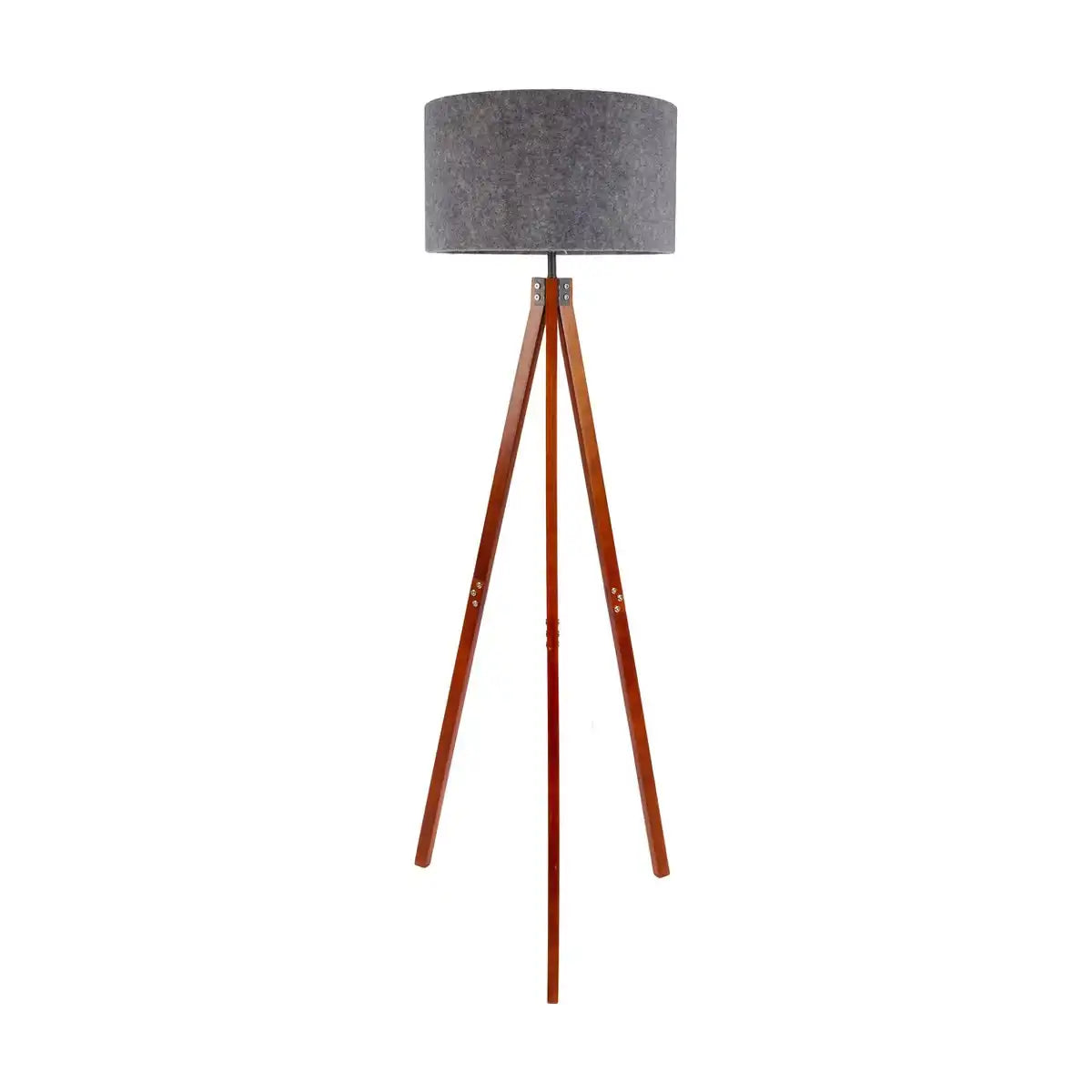 Stehleuchte "FILCO" Ø ca. 45 cm, 147 cm hoch, aus Holz und Kunststoff in Braun und Grau, für E27, für Wohnzimmer, Schlafzimmer und Esszimmer