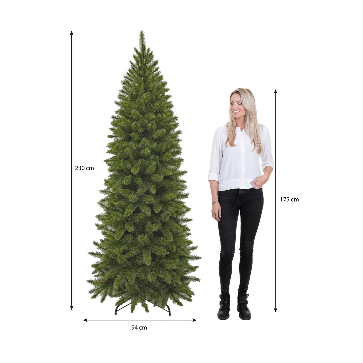 Schmaler künstlicher Weihnachtsbaum von Bristlecone – H230 x Ø94 cm – Grün