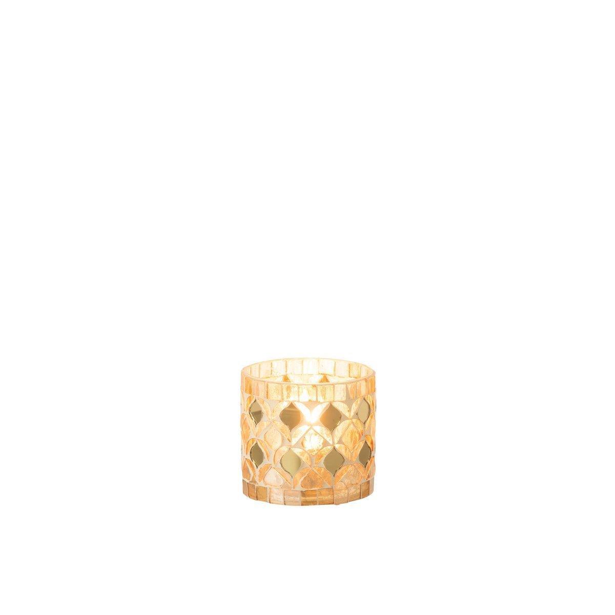 J-Line Teelichthalter Mosaik - Glas - Gold - klein -