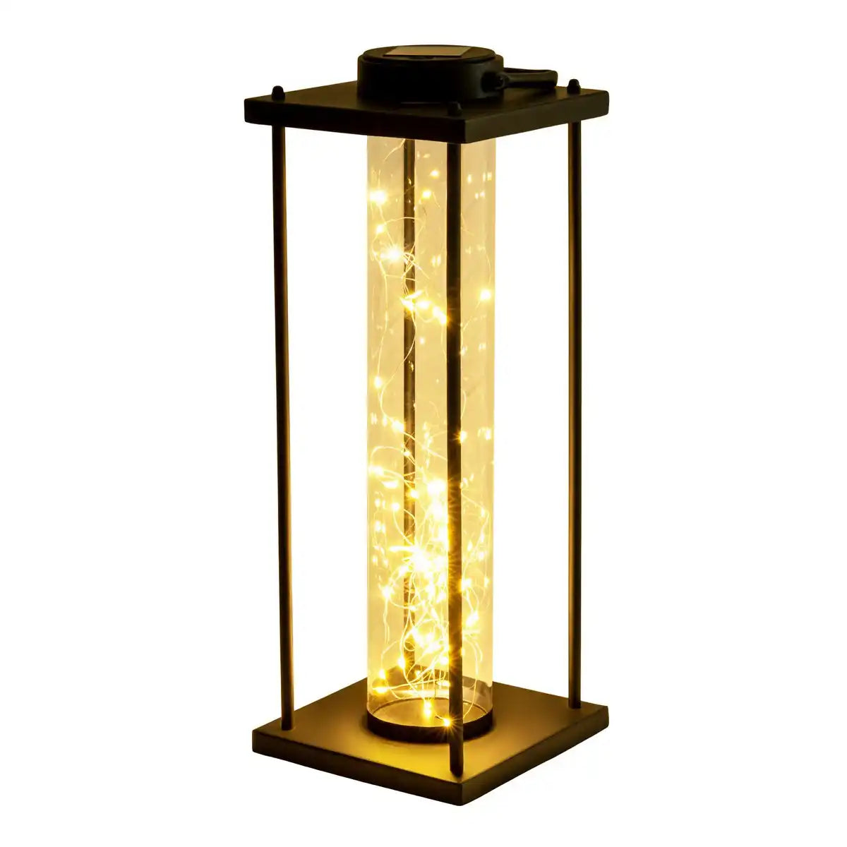 LED Solarleuchte "Fairylight" für Terrasse und Balkon, aus schwarzem Metall und Glas, fest verbaute LEDs, Deko Lampe für Außen 51,5 cm hoch