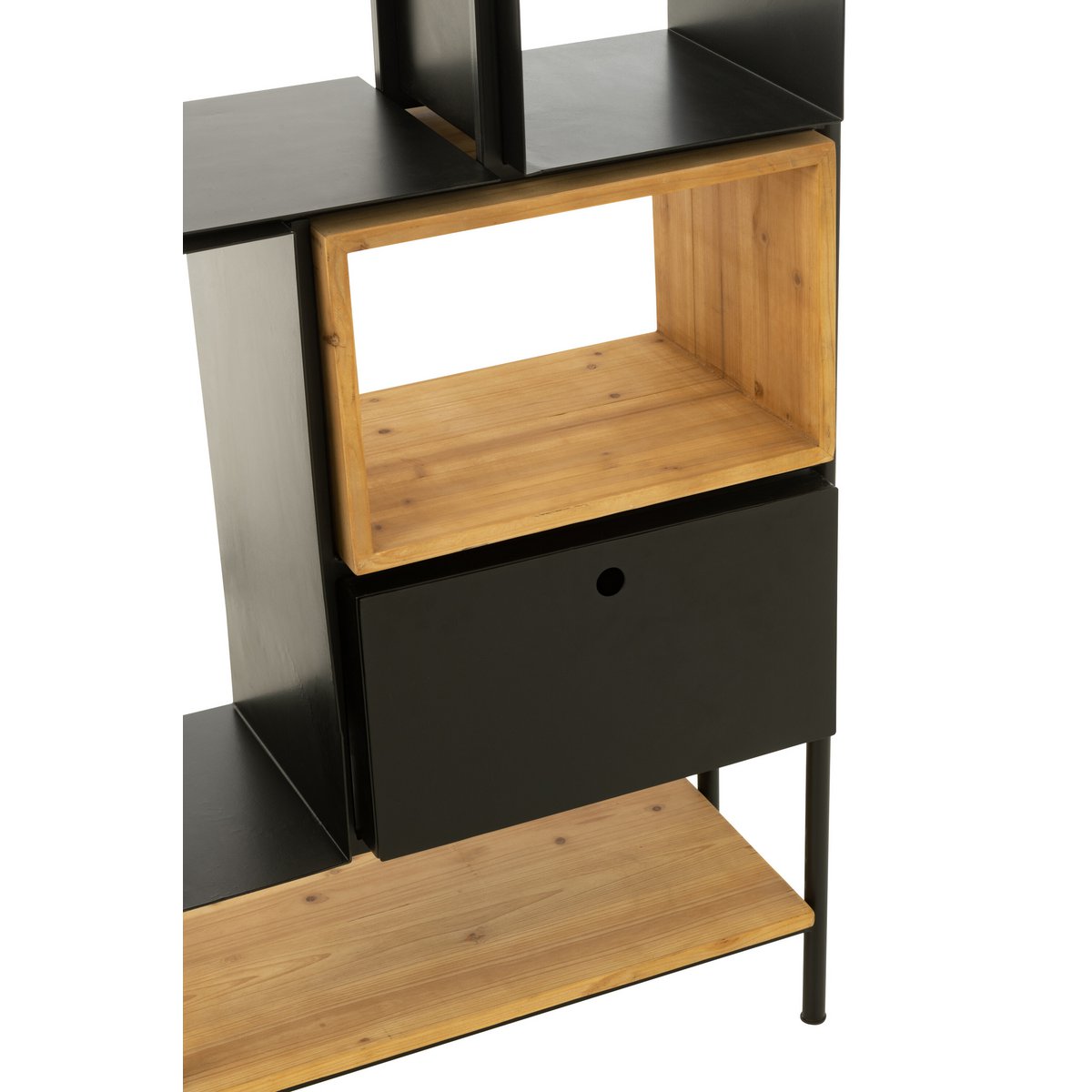 J-Line Regal Tina Holz/Eisen Schwarz/Natur Klein