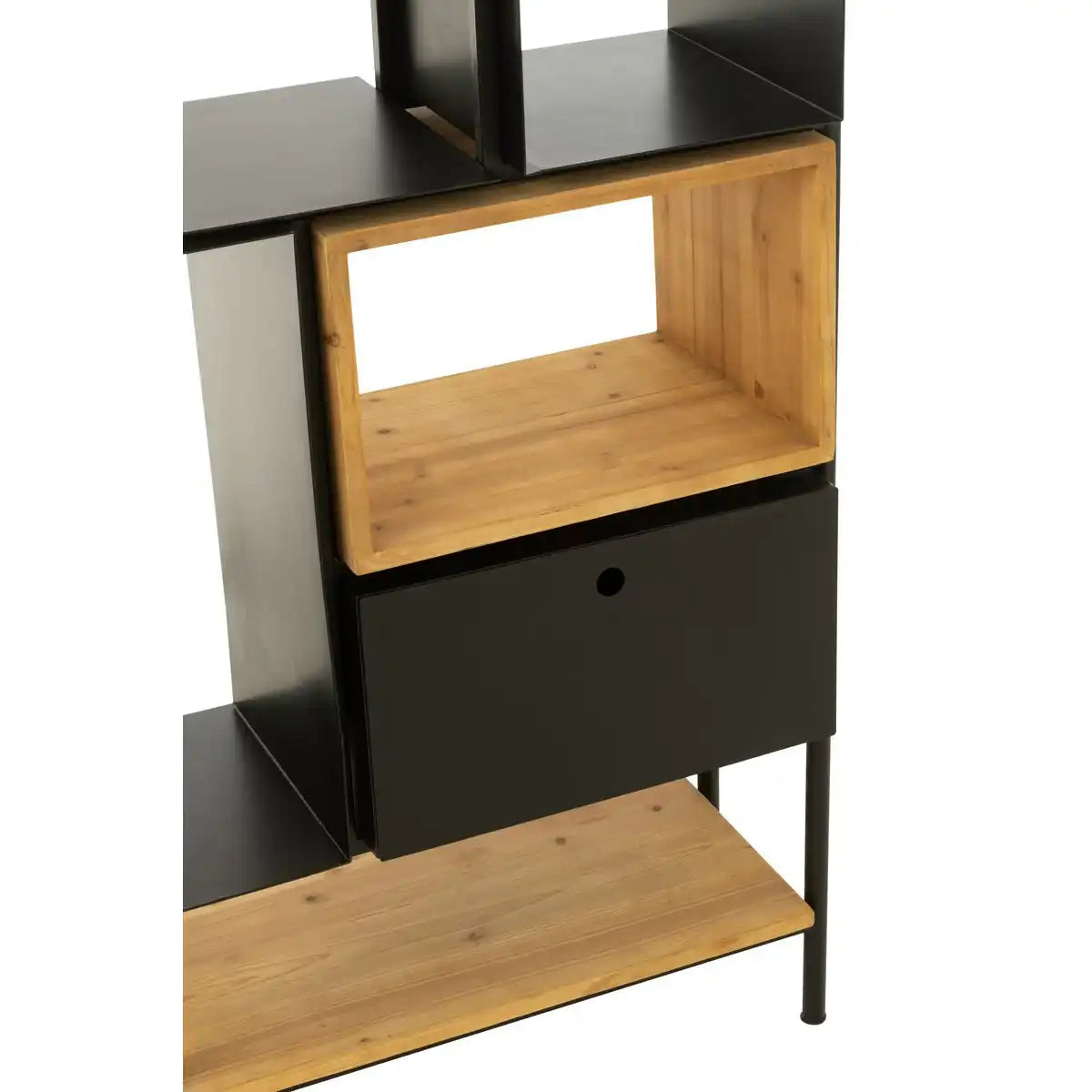 J-Line Regal Tina Holz/Eisen Schwarz/Natur Klein