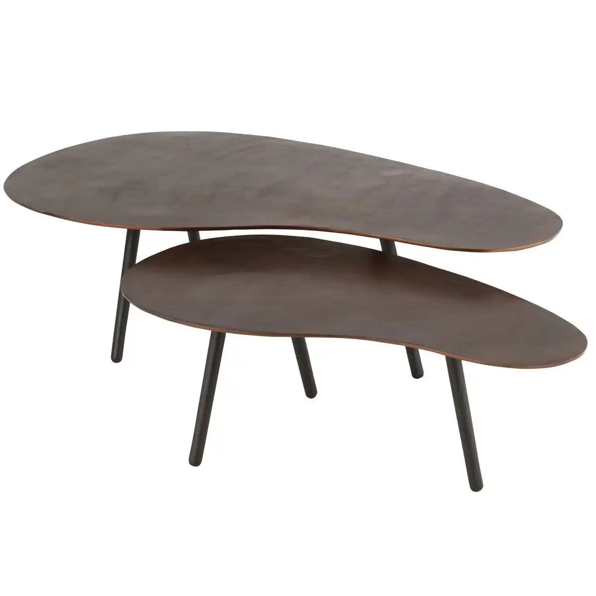 J-Line Couchtisch Drop Aluminium/Eisen Braun Groß – 119,00 x 71,50 x 36,50 cm