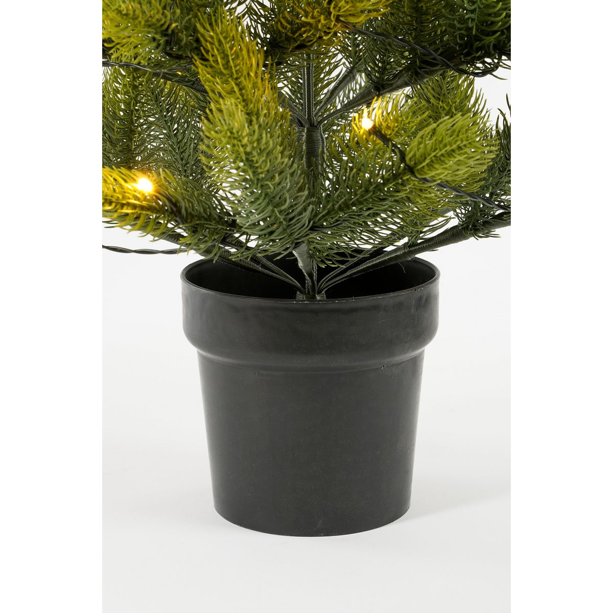 Künstlicher Weihnachtsbaum im Topf mit LED-Beleuchtung – H90 x Ø55 cm – Grün