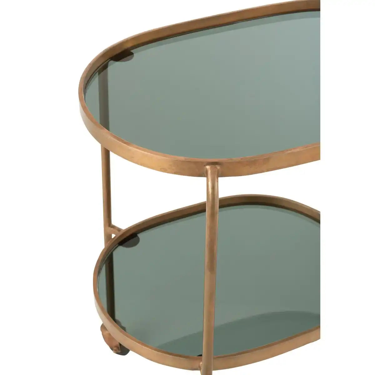 J-Line Servierwagen Oval 2 Ebenen – Eisen/Glas – Schwarz/Bronze