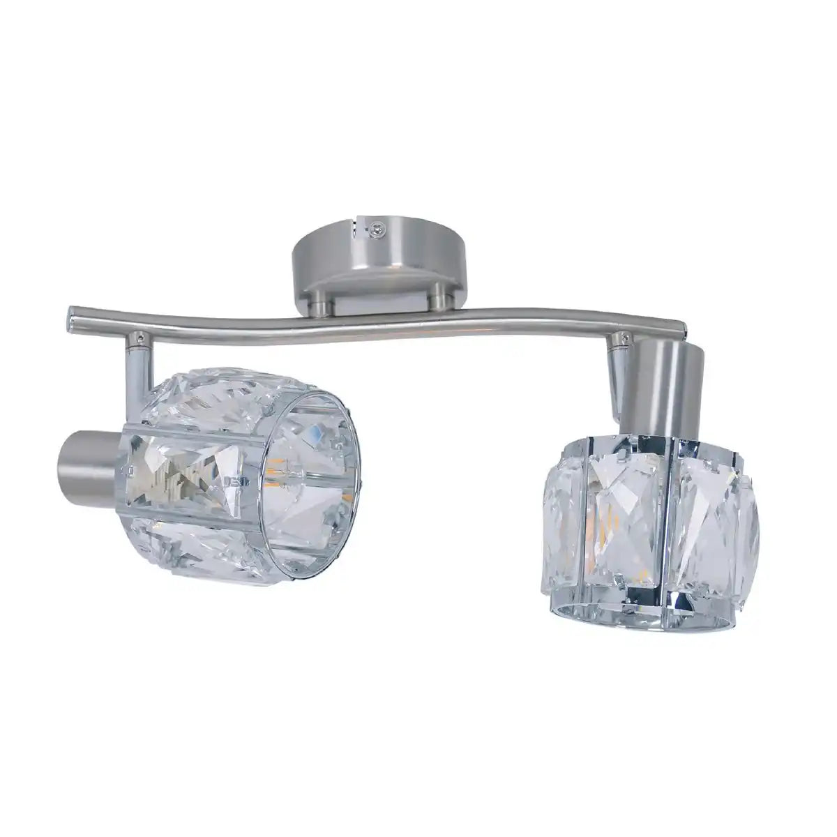 2er-LED-Spot "JOSEFA", Deckenlampe aus Metall und Glas in Edelstahloptik, mit E14-Fassung Filament Leuchtmittel inklusive, für Wohnzimmer, Esszimmer, Flur oder Diele 28 x 8 cm