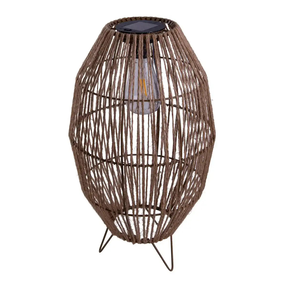 LED Solarleuchte "Korbinian" für Garten und Terrasse, Außendeko aus Metall, Kunststoff und Jute in natur, fest verbaute LEDs, Solar Lampe für den Garten 34 x 19,58 cm