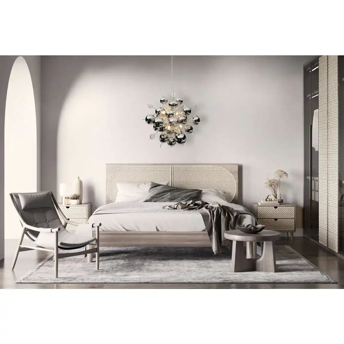 Pendelleuchte "EXPLOSION" chrom aus Metall und Glas, G9 Fassungen, Hängelampe für Esszimmer, Wohnzimmer, Diele oder Büro, Øca. 65 cm