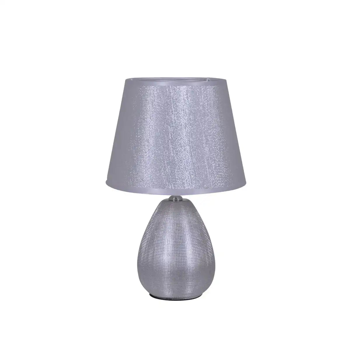 Keramik Tischleuchte h: 31cm "SIMPLY CERAMICS", Tischlampe aus Keramik, silber, mit E14-Fassung, für Esszimmer, Wohnzimmer, Diele oder Büro, 31 cm hoch