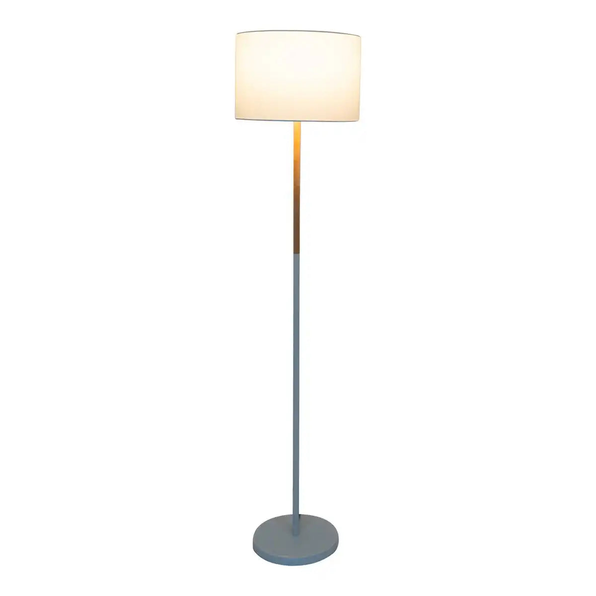 Textil-Stehleuchte "TESSILE", Stehlampe aus Metall, Gummibaumholz und Stoff in Weiß und natur, E27-Fassung, Stehleuchte 126 cm hoch