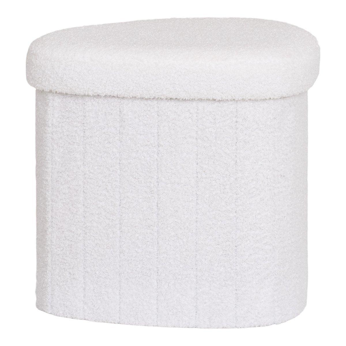 Medford Pouf – Weiß, Polyester/Schaum/Sperrholz, 36,5 x 42,5 x 37,5 cm