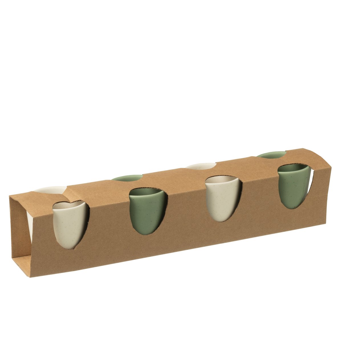 J-Line Box mit 4 Kaffeebeuteln mit Ohr, Keramik, Grün/Weiß
